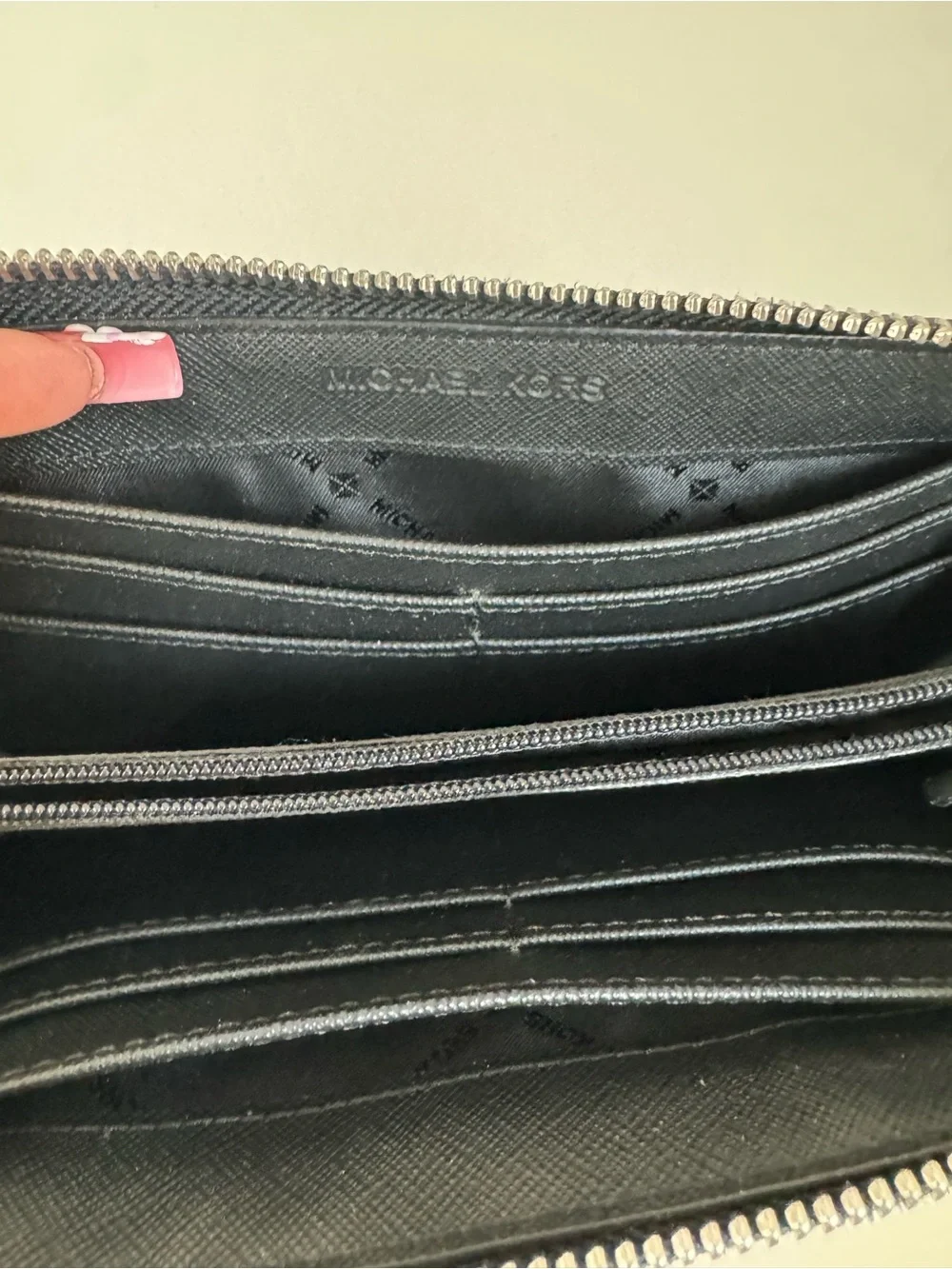 Michael Kors Black MK Logo Zip Wallet